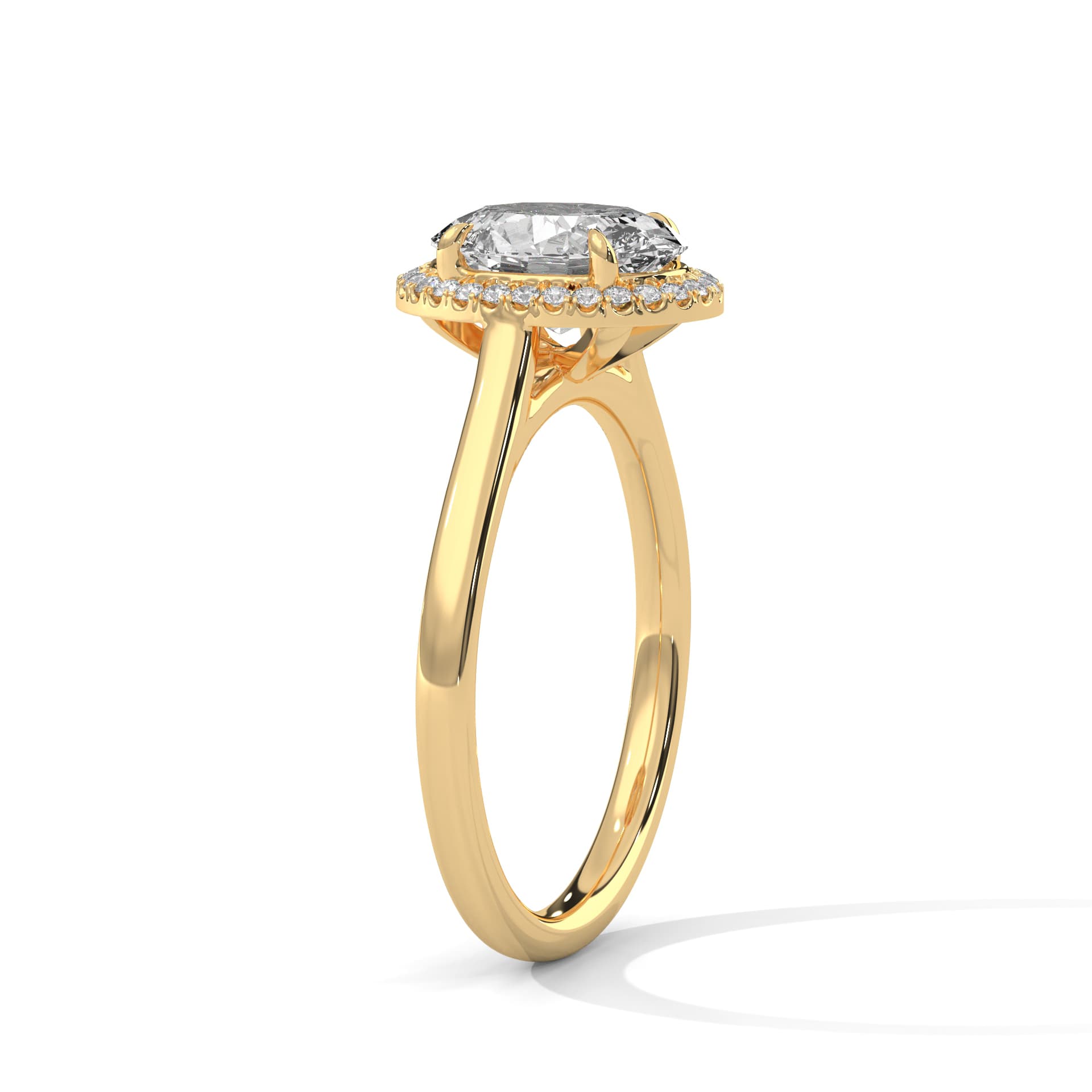 Halo Ring With Round Diamond In White Gold