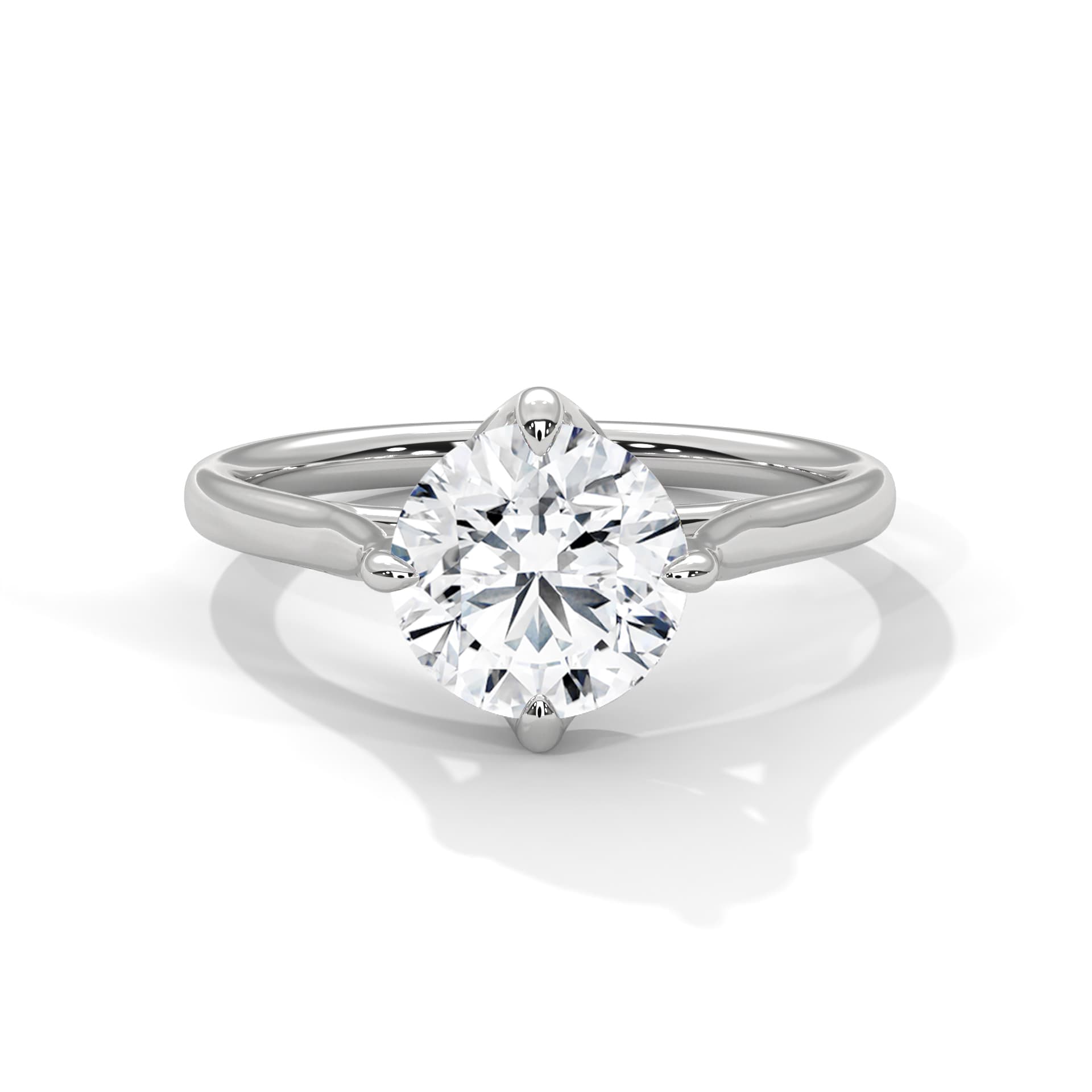 Solitaire Ring With Round Diamond In White Gold