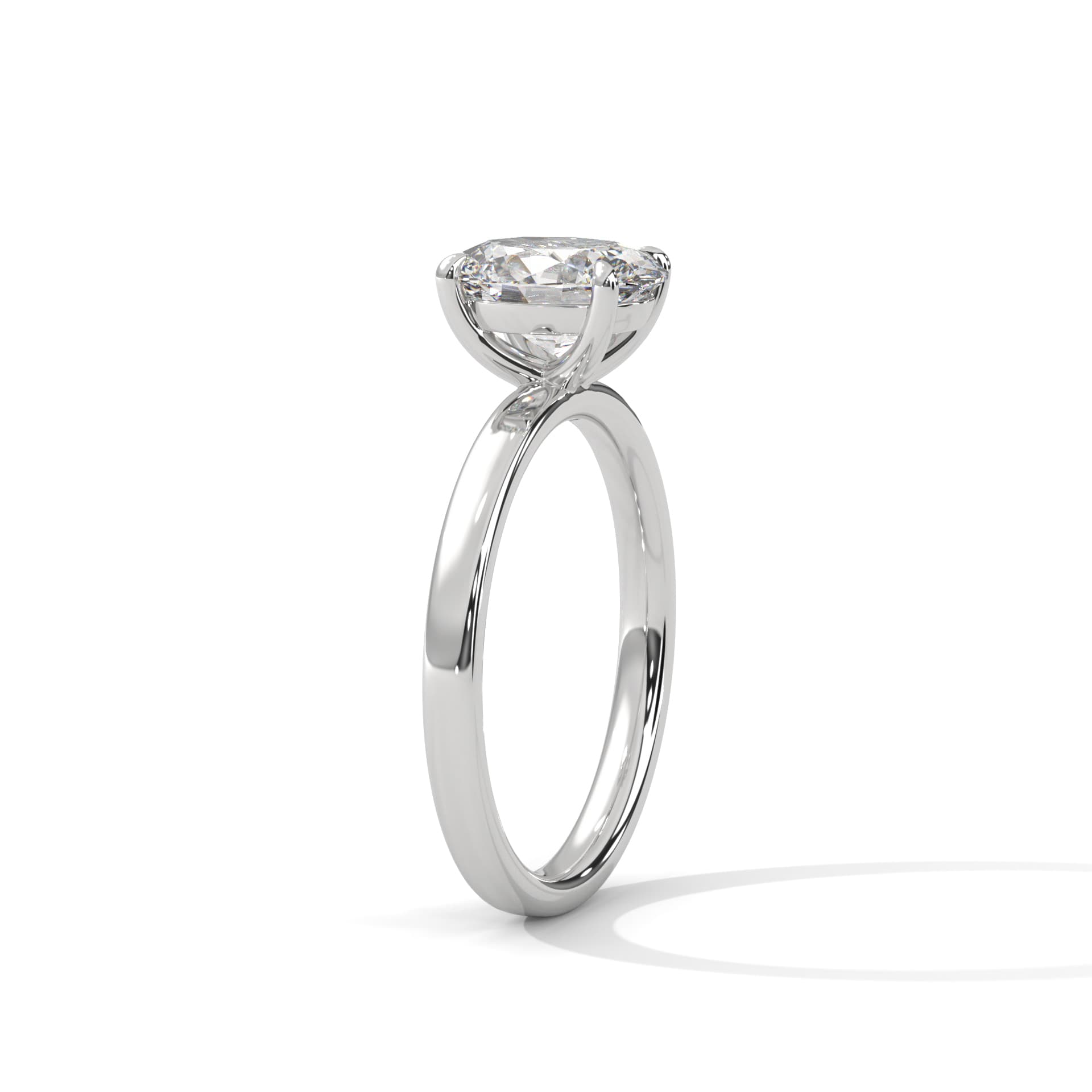 Solitaire Ring With Round Diamond In White Gold